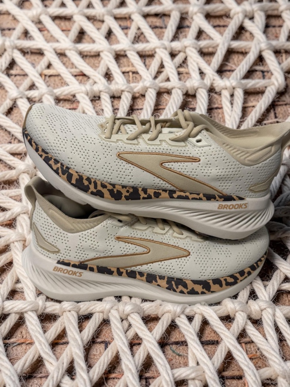 Brooks Women’s Running Shoes - Beige with Leopard Accent - Picture 2 of 8